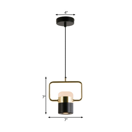 Margaret - Modern Black/White Cylinder Pendant Lamp Led Steel And Glass Hanging Lighting With