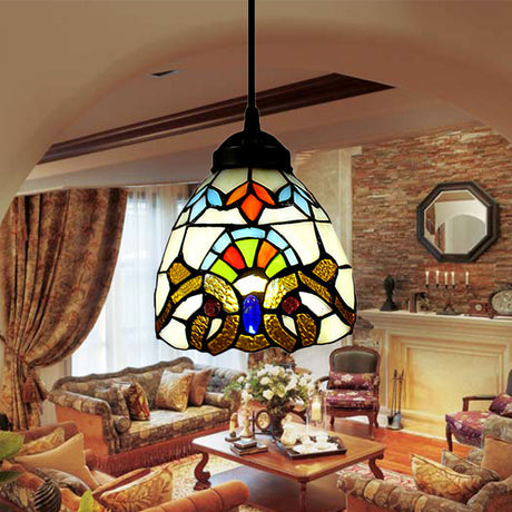 Baroque Art Glass Pendant Light - Multi-Color Bell Ceiling Fixture Black