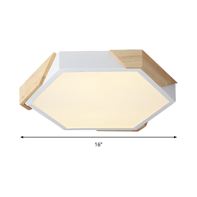 Hexagon Ceiling Light For Kindergarten - Slim Panel Macaron Loft Led In Warm