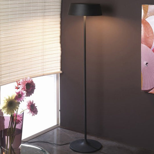 Minimalist Black/White Smooth Drum Floor Lamp - 3-Light Metal Lighting For Living Room Black