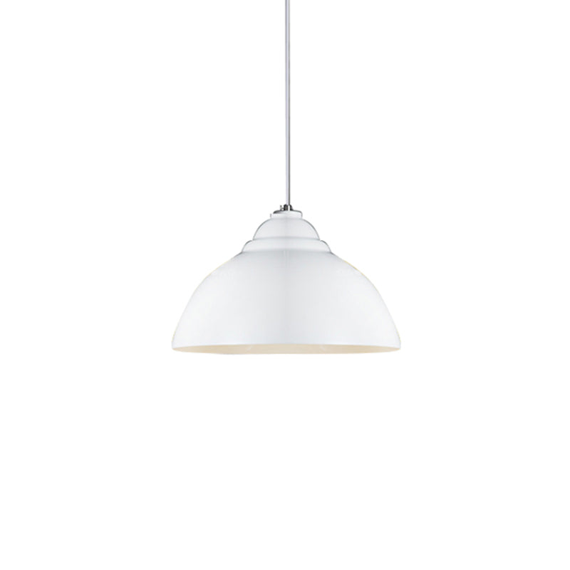 Yellow/White Metal Industrial Pendant Lamp With Domed Shade - Stylish Kitchen Ceiling Fixture White
