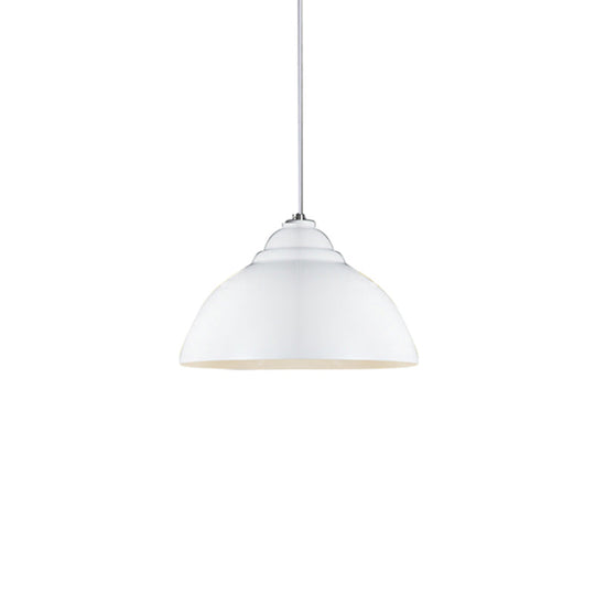 Yellow/White Metal Industrial Pendant Lamp With Domed Shade - Stylish Kitchen Ceiling Fixture White