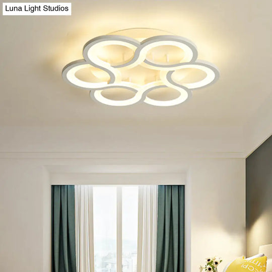 17/21 Contemporary Led Flush Mount Ceiling Light Fixture In Warm/White White / 16.5 Warm