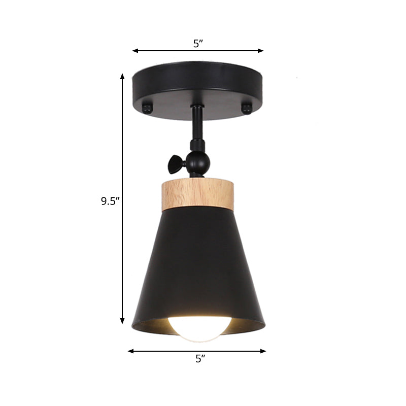 Adjustable Modernist Metal Flush Mount Ceiling Light With Tapered Shade - 1 - Light Black/White