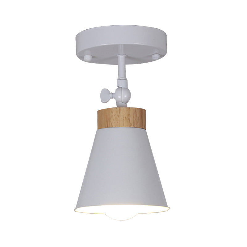 Adjustable Modernist Metal Flush Mount Ceiling Light With Tapered Shade - 1 - Light Black/White