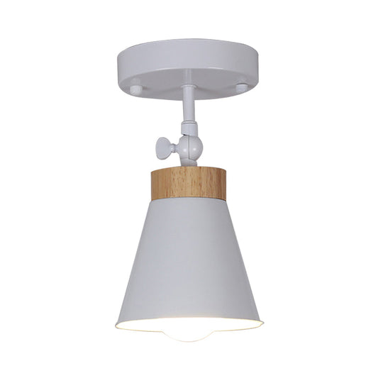 Adjustable Modernist Metal Flush Mount Ceiling Light With Tapered Shade - 1 - Light Black/White