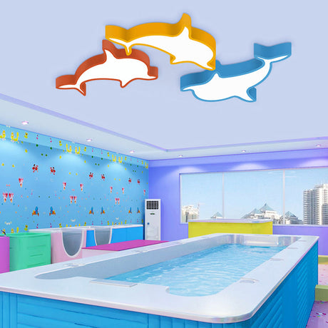 Dolphin Acrylic Ceiling Lamp: Modern Lovely Flush Mount Light For Kindergarten
