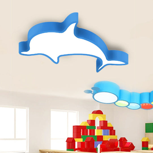 Dolphin Acrylic Ceiling Lamp: Modern Lovely Flush Mount Light For Kindergarten