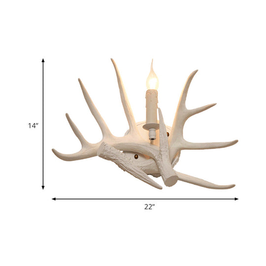 Modern White Wall Sconce With Antler Resin Shade For Living Room Lighting