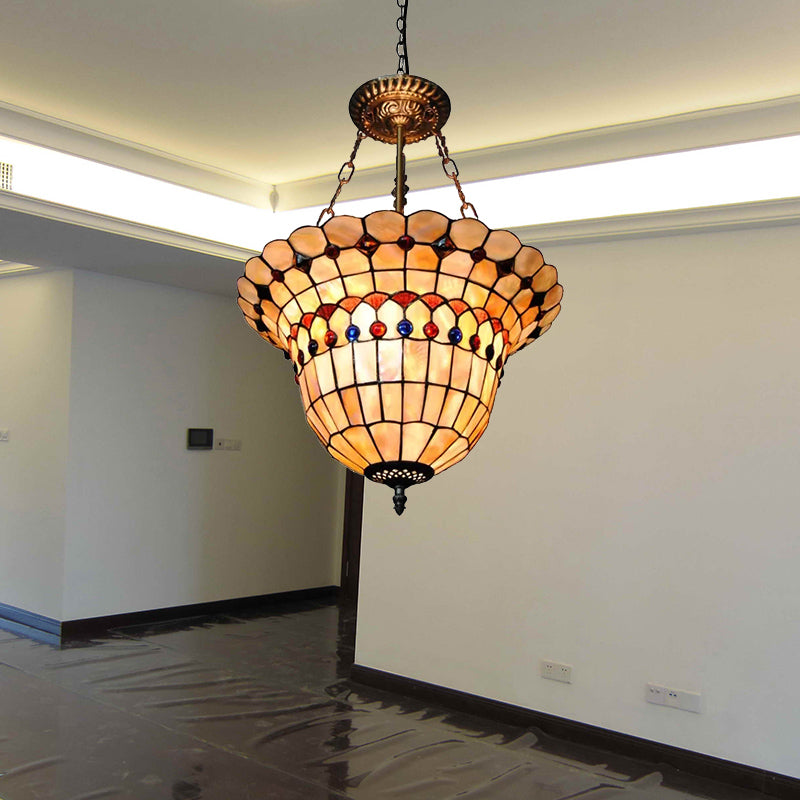 Plafonnier LED en vitrail de style Tiffany - Montage semi-encastré bijou pour chambre à coucher