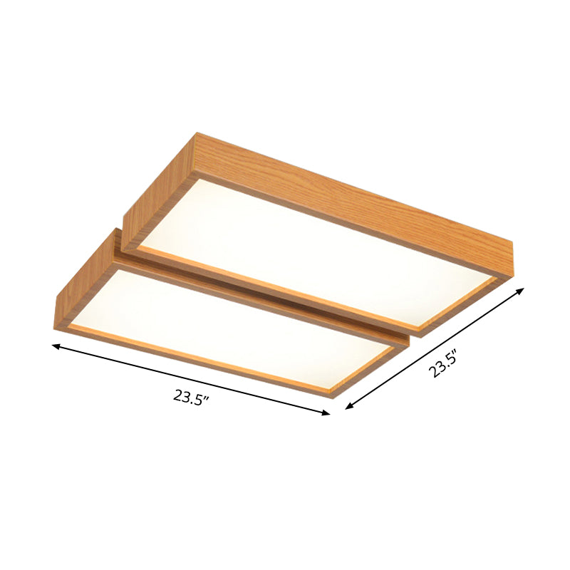 Nordic Style Led Flush Ceiling Light With Wooden Edge - Ideal For Offices