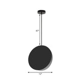 8/12W Modern Nordic Style Metal Pendant Lamp - 1 Light Black/Grey/White