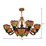 Dragonfly Tiffany Style Chandelier With Stained Glass Shade For Living Room