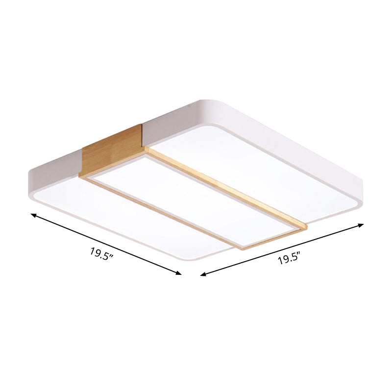 Macaron Acrylic Square Ceiling Mount Light: Candy Colored Led Lamp (16’/19.5’ Wide) In Green