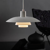 Nordic Metal Pendant Lamp With Tiered Design And Flared Shade - 1-Head Pink/White Hanging Lighting