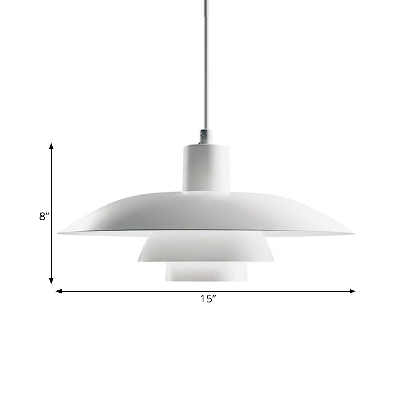Nordic Metal Pendant Lamp With Tiered Design And Flared Shade - 1-Head Pink/White Hanging Lighting