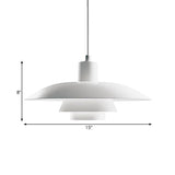 Nordic Metal Pendant Lamp With Tiered Design And Flared Shade - 1-Head Pink/White Hanging Lighting