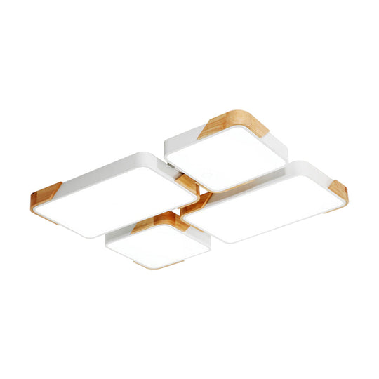 Modern Led Rectangle Ceiling Light – Grey/White Flush Mount For Living Room - Acrylic Design