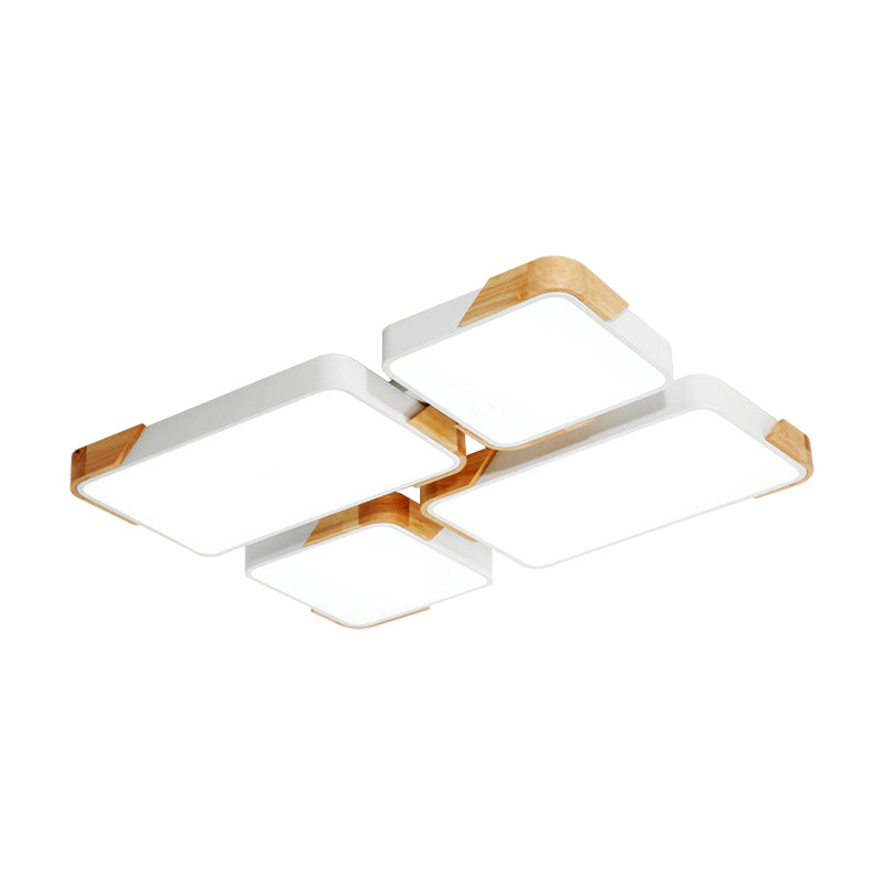 Modern Led Rectangle Ceiling Light Grey/White Flush Mount For Living Room - Acrylic Design