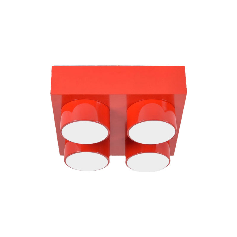 Rectangular Multi-Head Metal Ceiling Lamp For Modern Kitchen Flush Mount