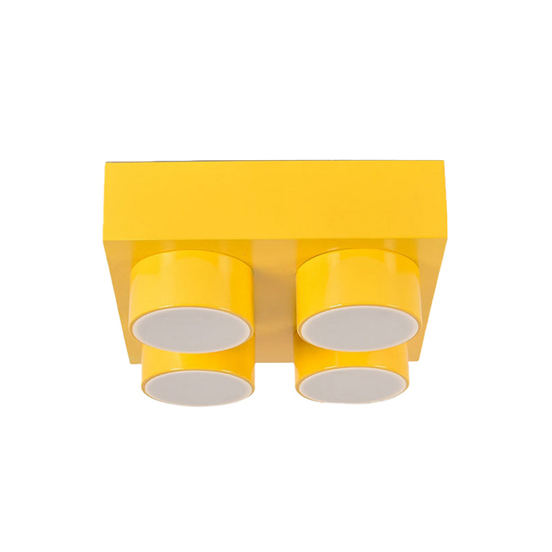 Rectangular Multi-Head Metal Ceiling Lamp For Modern Kitchen Flush Mount