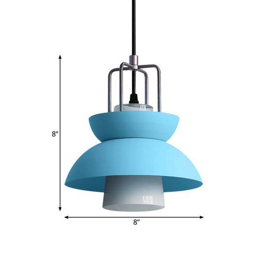 Macaron Style Metallic Ceiling Light For Bedroom With Gray/Pink Bowl Shade