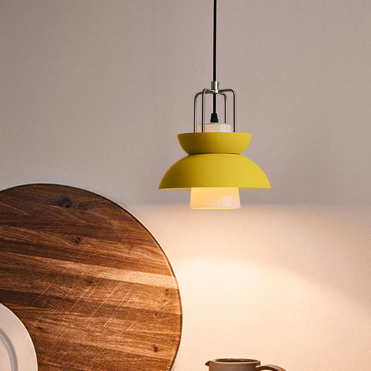 Macaron Style Metallic Ceiling Light For Bedroom With Gray/Pink Bowl Shade