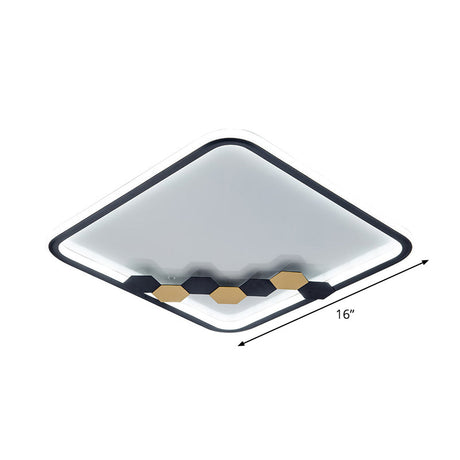 Modern Black Led Ceiling Flush Mount With Leaf/Geometric Design