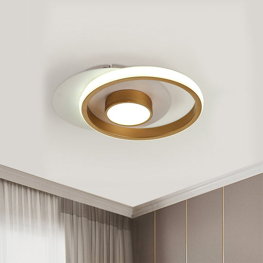 Modernist Metallic Gold/Black - White Led Flush Mount Lamp For Corridor - Warm/White Light Gold /
