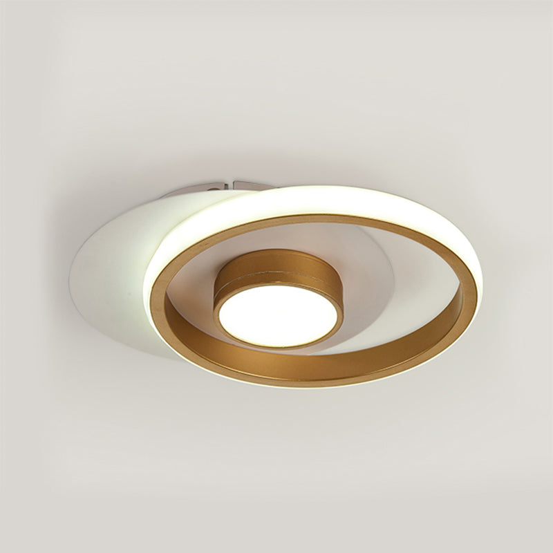 Modernist Metallic Gold/Black - White Led Flush Mount Lamp For Corridor - Warm/White Light