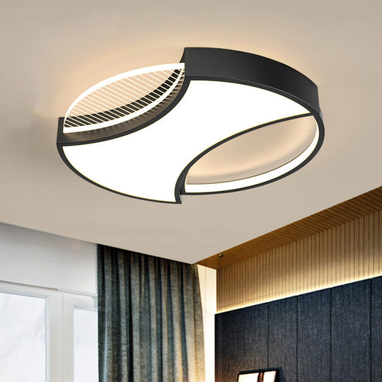 Modern Geometric Metal Led Flush Mount Ceiling Light In Black/Gold - 18’/21.5’ Width Black / 18’