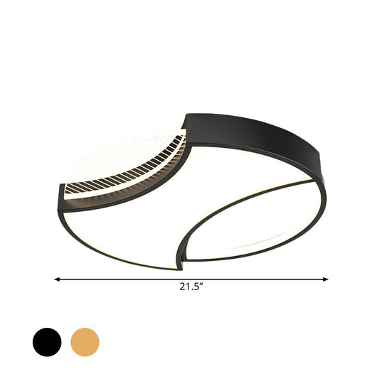 Modern Geometric Metal Led Flush Mount Ceiling Light In Black/Gold - 18’/21.5’ Width