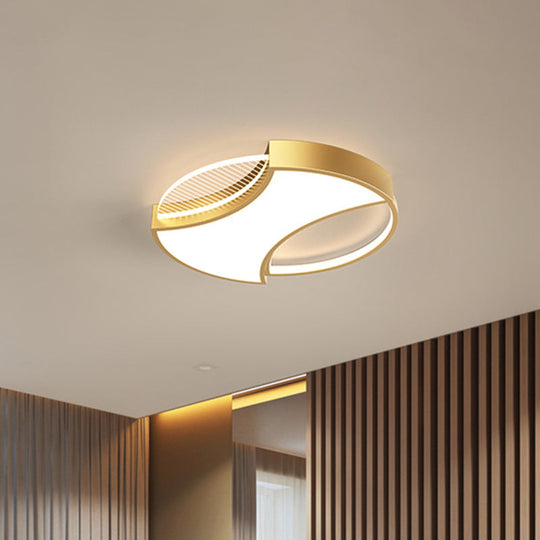 Modern Geometric Metal Led Flush Mount Ceiling Light In Black/Gold - 18’/21.5’ Width