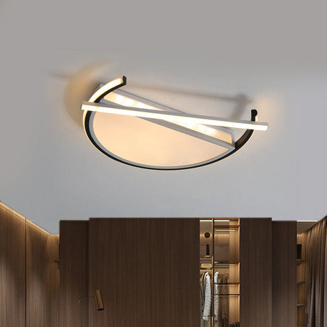 18/21.5 Geometric Flush Mount Led Ceiling Light In Black/Gold - Contemporary Metal Design