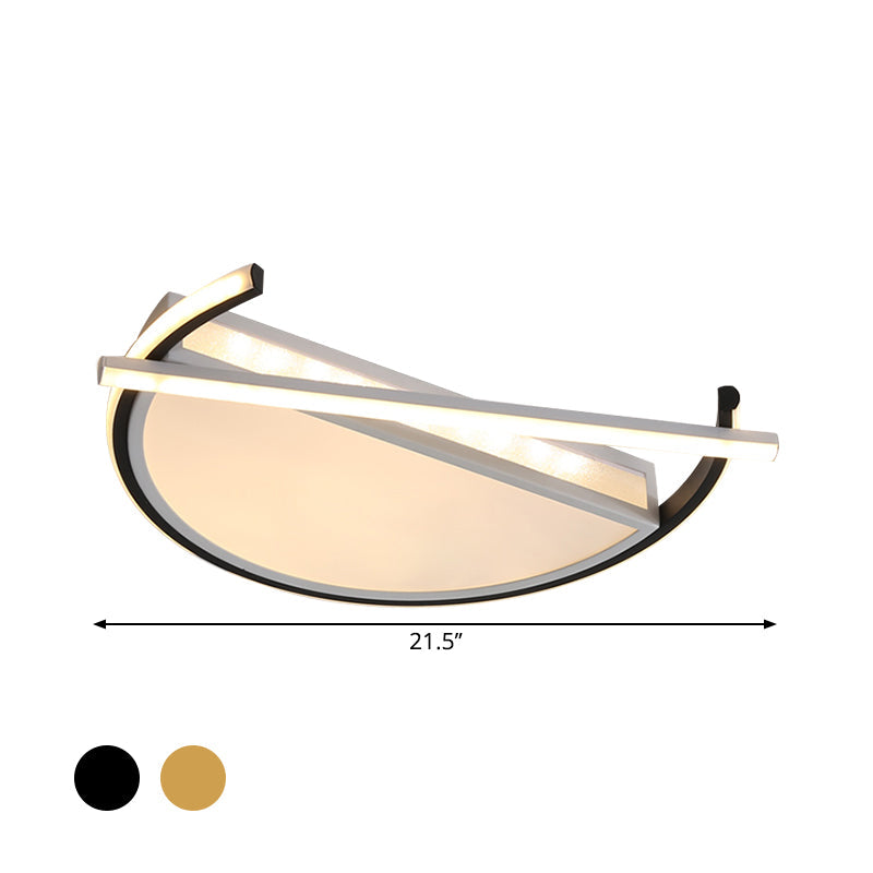 18’/21.5’ Geometric Flush Mount Led Ceiling Light In Black/Gold - Contemporary Metal Design