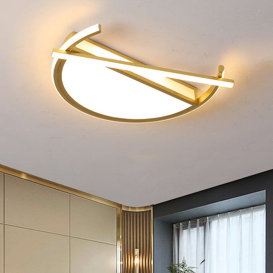 18’/21.5’ Geometric Flush Mount Led Ceiling Light In Black/Gold - Contemporary Metal Design