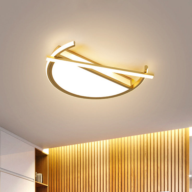 18’/21.5’ Geometric Flush Mount Led Ceiling Light In Black/Gold - Contemporary Metal Design