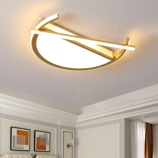18’/21.5’ Geometric Flush Mount Led Ceiling Light In Black/Gold - Contemporary Metal Design