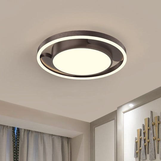 Modern Gold/Coffee Metallic Flush Mount Led Ceiling Light For Living Room 16’/19.5’ Dia Coffee / 16’