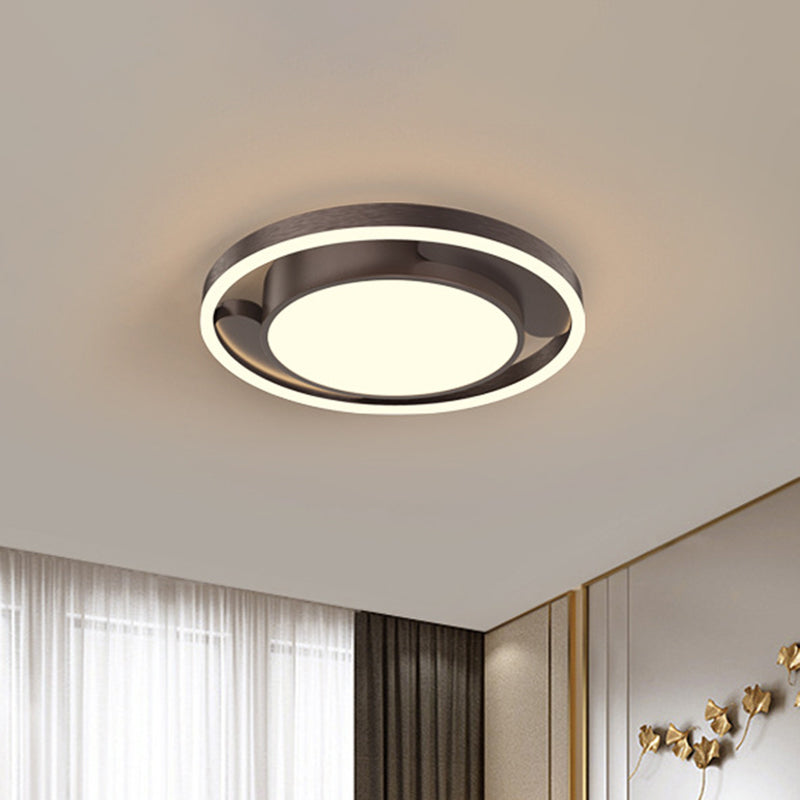 Modern Gold/Coffee Metallic Flush Mount Led Ceiling Light For Living Room 16’/19.5’ Dia