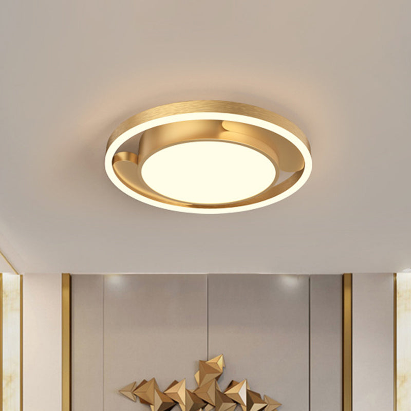 Modern Gold/Coffee Metallic Flush Mount Led Ceiling Light For Living Room 16’/19.5’ Dia
