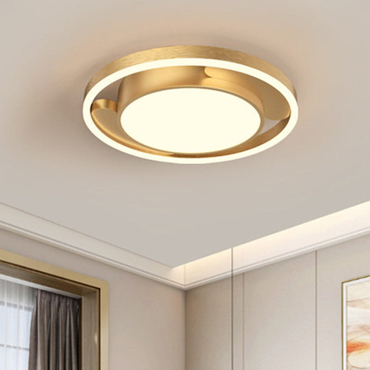 Modern Gold/Coffee Metallic Flush Mount Led Ceiling Light For Living Room 16’/19.5’ Dia