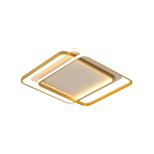 Contemporary Gold Led Bedroom Ceiling Light With Acrylic Shade - Warm/White 16.5’/20.5’ Width