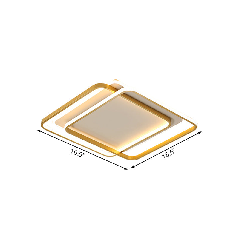 Contemporary Gold Led Bedroom Ceiling Light With Acrylic Shade - Warm/White 16.5’/20.5’ Width
