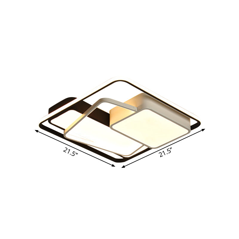 Minimalist Led Ceiling Lamp In Black Geometric Design With Acrylic Shade - Warm/White Light 18/21.5