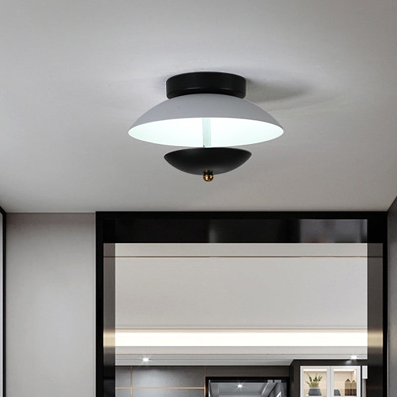 Plate - Shape Led Ceiling Light Fixture - Modern Metallic Flush Lamp For Hallways And Aisles In