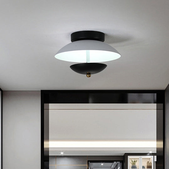 Plate - Shape Led Ceiling Light Fixture - Modern Metallic Flush Lamp For Hallways And Aisles In