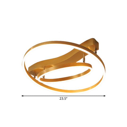 Modernist Gold Acrylic Led Flush Light - Semi Mount With Warm/White Light’