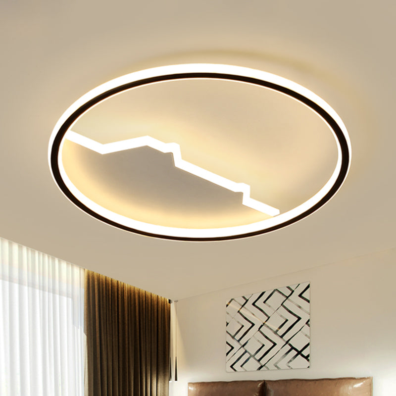 Black Geometric Flush Mount Ceiling Light - Acrylic Led Modernism 16.5/20.5 Wide