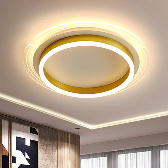 Contemporary Gold Round Led Flush Ceiling Light With Acrylic Shade - 16/19.5 Width / 16